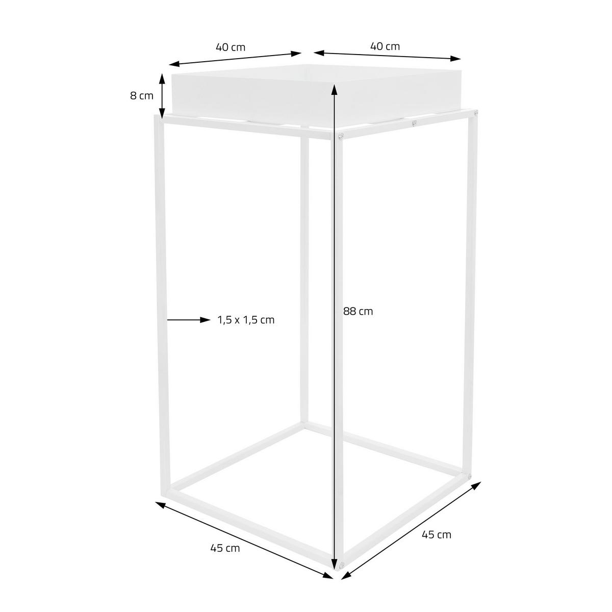 PFLANZENSTÄNDER Weiß 45x45x88 cm aus Metall Innen/Außen - Weiß, Metall (45/45/88cm) - ML-DESIGN