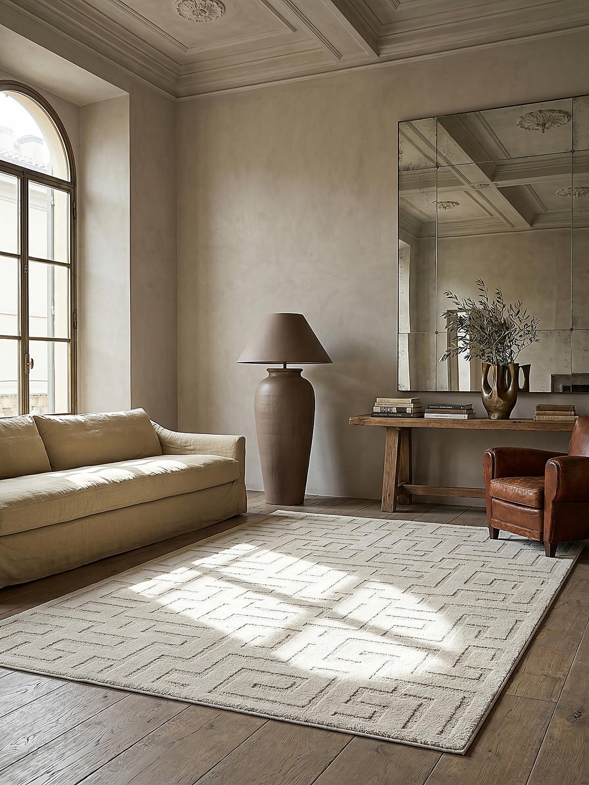 KURZFLORTEPPICH Geometrisch MUOTA Polypropylen Creme 160 x 220 cm - Beige, Textil (160/220cm) - KADIMA DESIGN