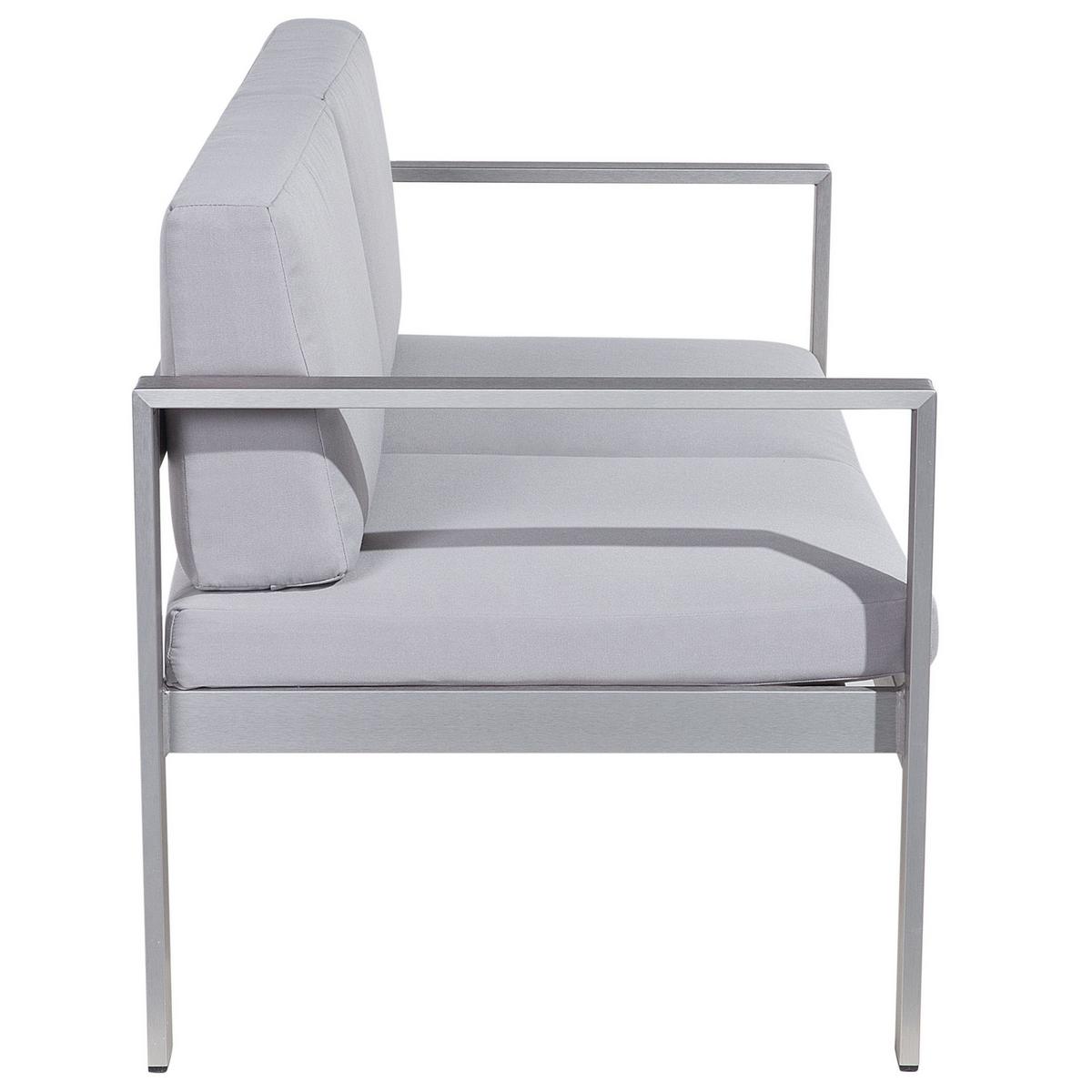 LOUNGE-SET 4-sitzer Aluminium Hellgrau Salerno - Hellgrau, Metall - Beliani