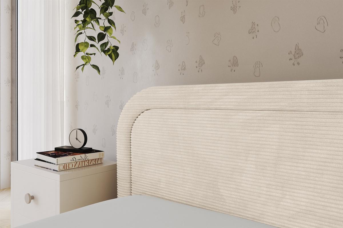 EINZELLBETT Jugendbett mit Bettkasten, Rechts - JOVY 90x200 Beige - Kaschmir, Holzwerkstoff/Textil (90/200cm) - ALTDECOR