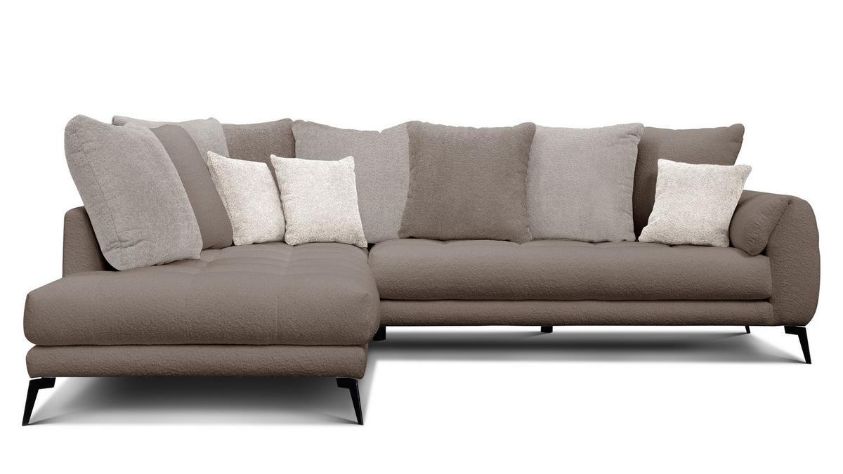 ECKSOFA CALME 5-Sitzer, beige und écru - Beige/Schwarz, Holz/Textil (294/229cm) - Wozimo