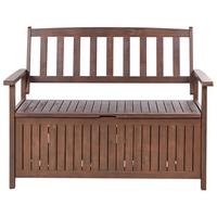 GARTENBANK Akazienholz dunkelbraun mit Stauraum 120 cm Sovana - Dunkelbraun, Holz (120/91/60cm) - Beliani