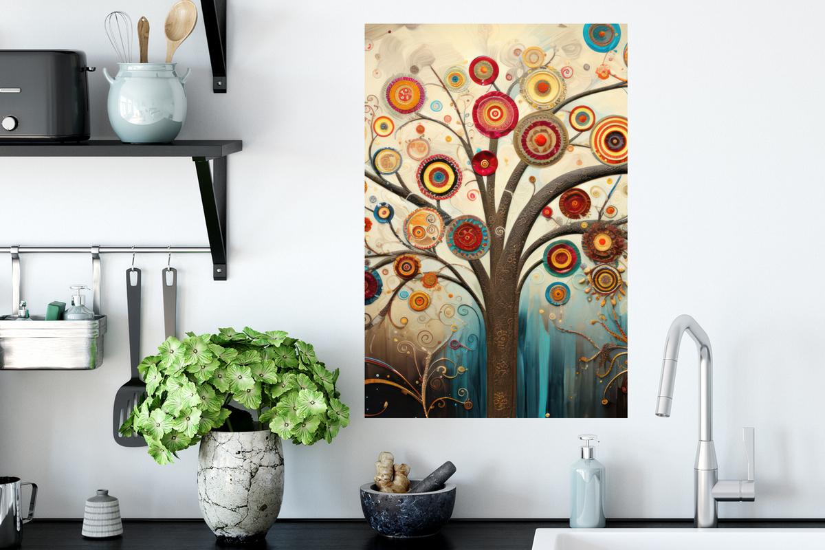 WANDTATTOO Baum - Baum des Lebens - Farbe Wandbild 40x60 cm - Braun, Kunststoff (40/60/0.1cm) - MuchoWow