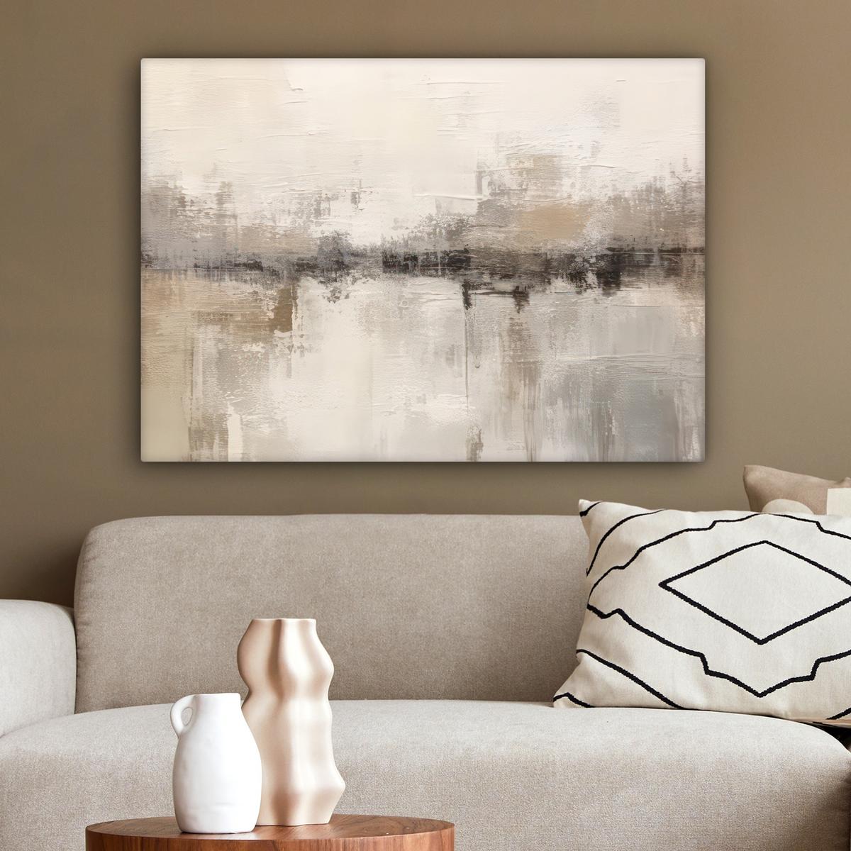 LEINWANDBILD Moderne Kunst - Abstrakt - Beige Wandbilder 80x60 cm - Beige, Textil (80/60cm) - MuchoWow
