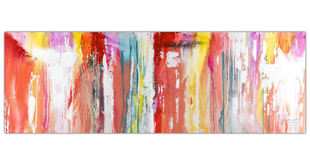 ÖLGEMÄLDE 150/50 cm - Rot/Multicolor, Holz/Textil (150/50cm) - KUNSTLOFT