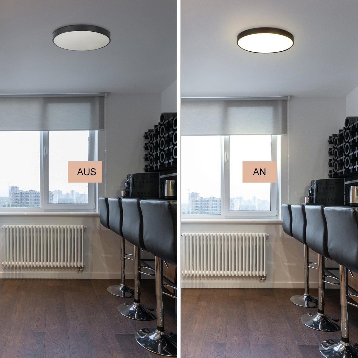 LED-DECKENLEUCHTE Thaddeus 21/21/3 cm - Schwarz, Kunststoff (21/21/3cm) - Nettlife