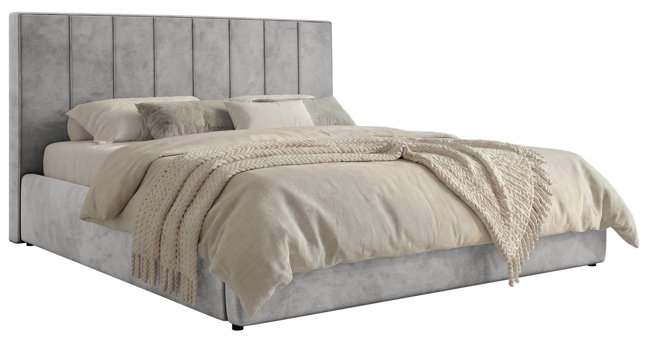 POLSTERBETT TENARDO CLASSIC 180/200 - Hellgrau Velvet - mit Pocket-Matratze - Hellgrau/Schwarz, Kunststoff/Textil (180/200cm) - MKS