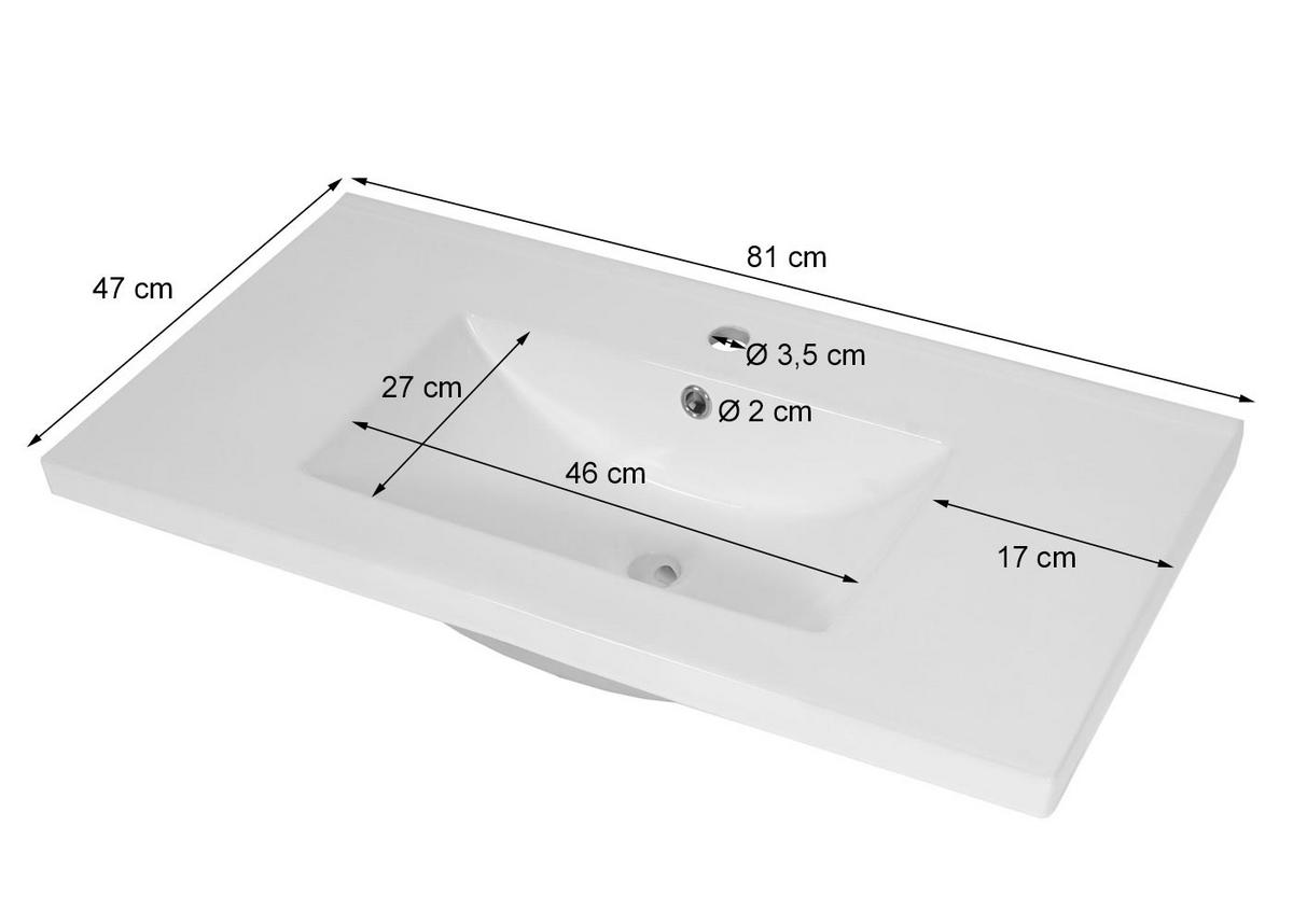 WASCHBECKEN eckig Weiß - Weiß, Keramik (81/17/47cm) - MCW