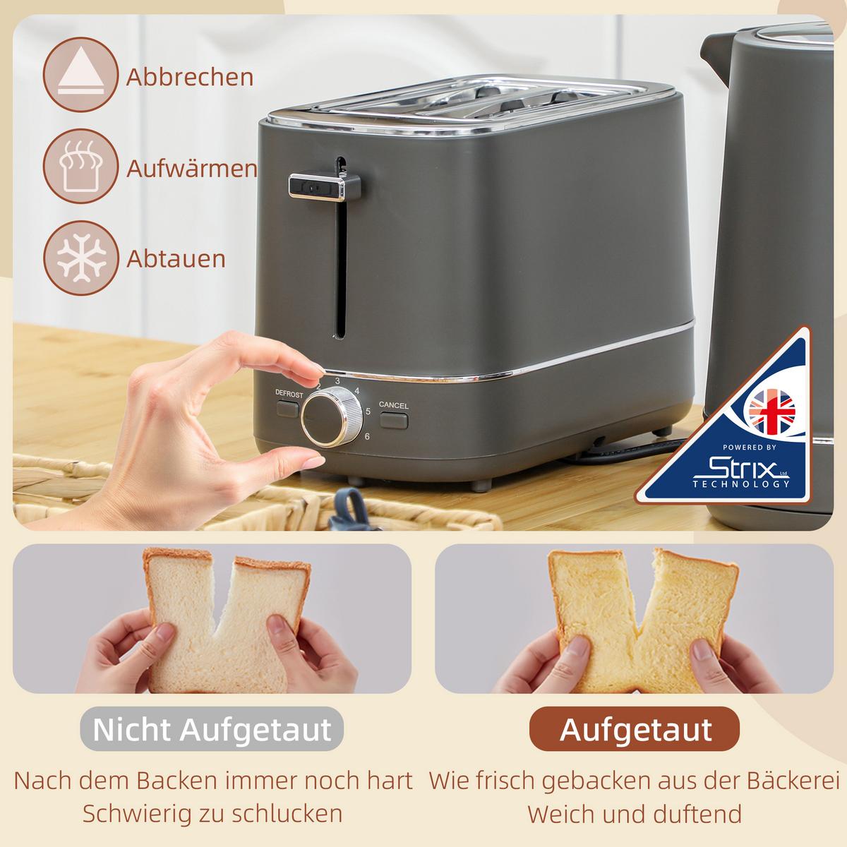 KOCHER-TOASTER-SET 2er Set Stahl Kunststoff Grau - Grau, Kunststoff (16/24.3/21.2cm) - HOMCOM