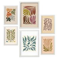 POSTER Set Mit 6 Drucken Von Blättern In Der Sammlung Ethnischer Ästhetische Dekorative Rahmen Für Ihr Zuhause Wandkunstdruck A3 & A4 Weißer Rahmen - Weiß, Papier (29/3cm) - Nacnic