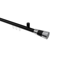 GARDINENSTANGE INNENLAUF Sonius Tanara 160 cm, 1-läufig, 20 mm Ø Schwarz - Chromfarben/Schwarz, Metall (160cm) - INTERDECO
