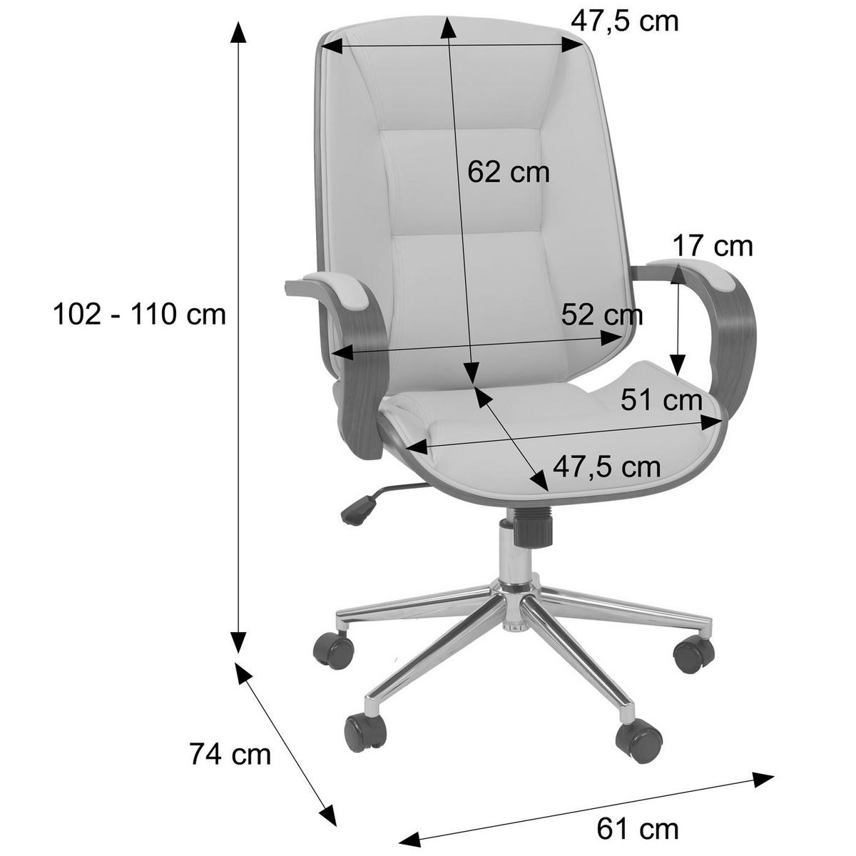BÜROSTUHL Cremeweiß - Weiß, Textil (61/110/74cm) - MCW