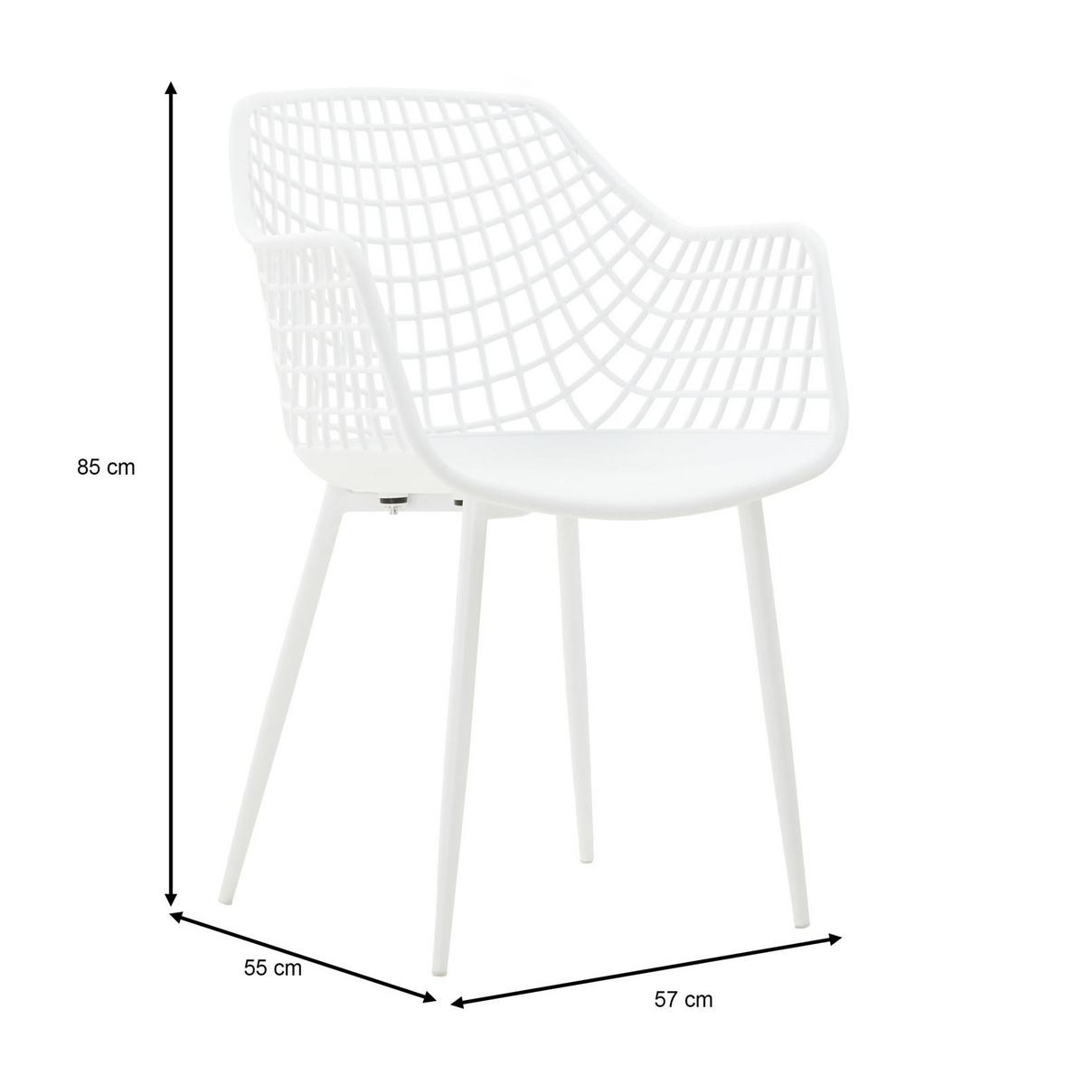 GARTENSTUHL LUCIA 4er-Set weiß/weiß - Weiß, Textil (58/85/55cm) - IDIMEX