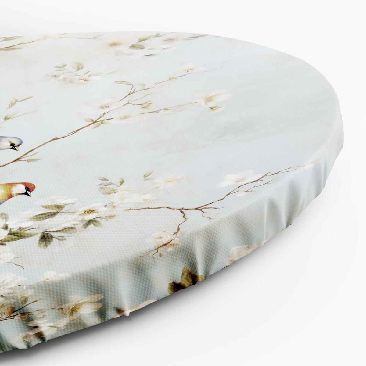 RUNDES BILD Blau 80/80 cm - Blau/Beige, Textil (80/80cm) - KUNSTLOFT