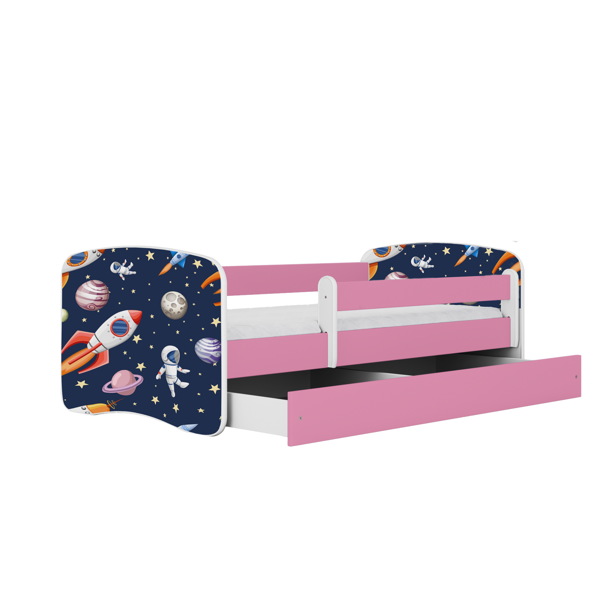 KINDERBETT Kosmos mit Schublade 140/70 80/61/144 - Rosa, Holzwerkstoff (70/140cm) - RAUMHIRSCH FURNITURE