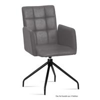 ARMLEHNSTUHL drehbar (4er-Set) Dollie 52x91x60 Schwarz/Grau - Schwarz/Grau, Kunststoff (60/91/52cm) - 58aufmkessel