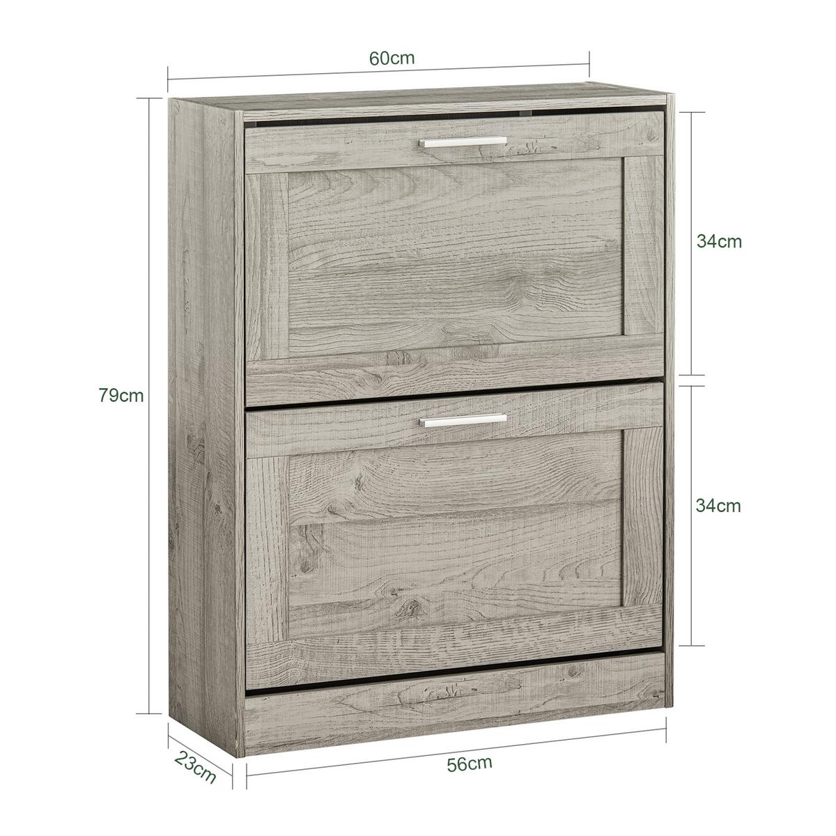 SCHUHSCHRANK Grau - Grau, Holzwerkstoff (60/79/23cm) - SoBuy