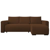 ECKSOFA DORA L, Eckcouch in L-Form mit Schlaffunktion und Bettkasten, Farbe: Braun, Bouclé-Stoff, Ottomane Rechts - Braun, Textil (240/143cm) - Storez24