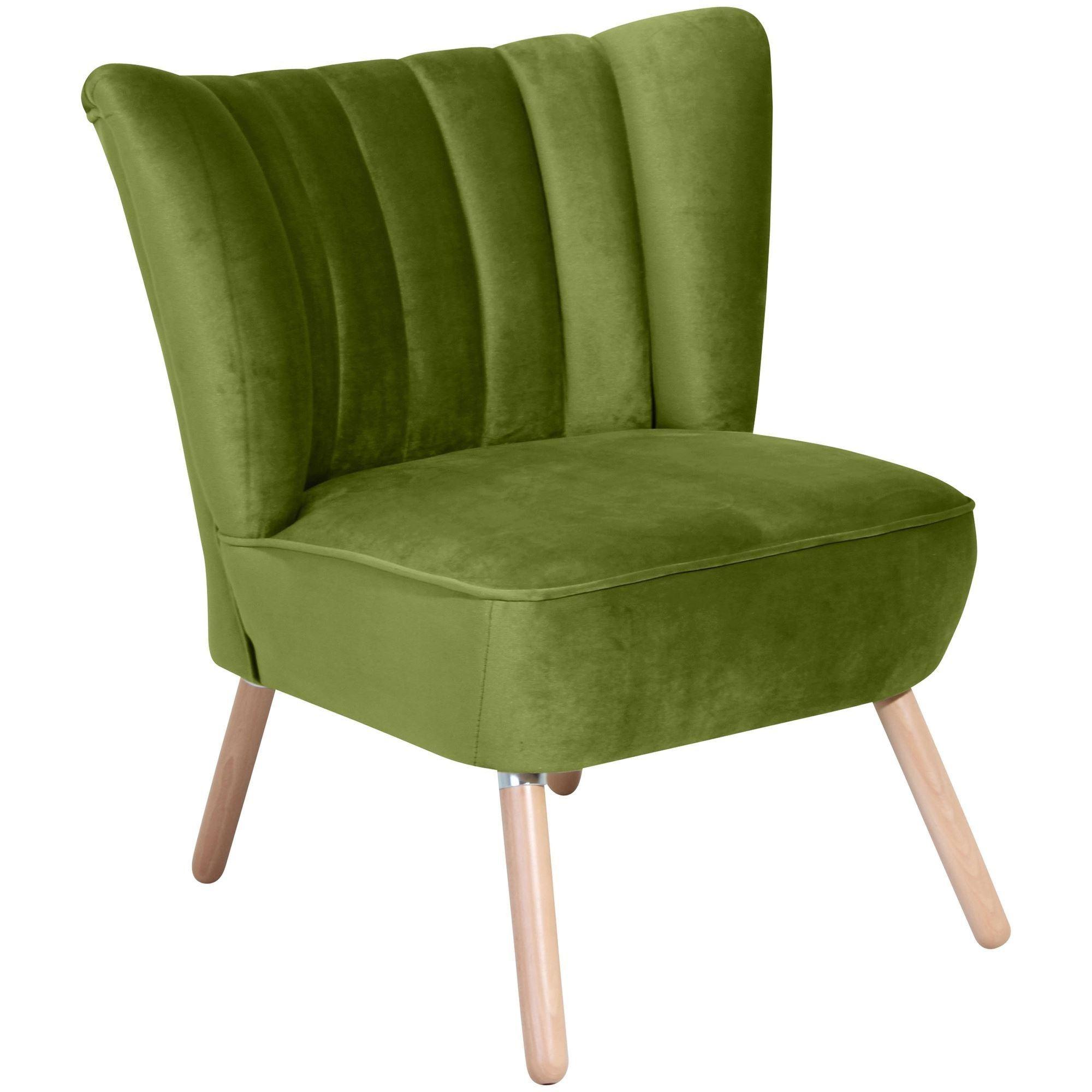 SESSEL Kadisha Bezug Samtvelours Buche natur / oliv - Buchefarben/Olivgrün, Kunststoff (70/80/66cm) - 58aufmkessel