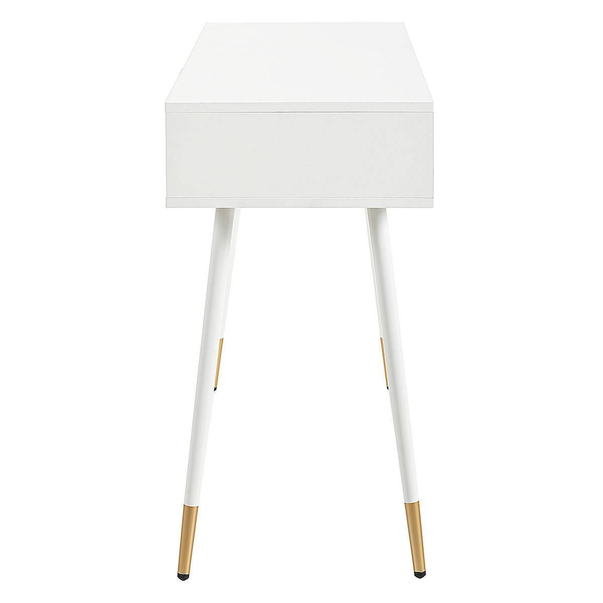 SCHMINKTISCH in Weiß mit goldenen Metallbeinen & 2 Schubladen - Weiß, Holzwerkstoff (100/76/40cm) - Urban Meuble