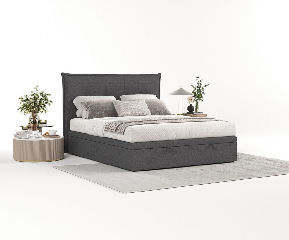 POLSTERBETT Liano mit Stauraum 120/200 cm Anthrazit im Megan Stoff - Anthrazit/Schwarz, Holz/Holzwerkstoff (120/200cm) - AltaBeds