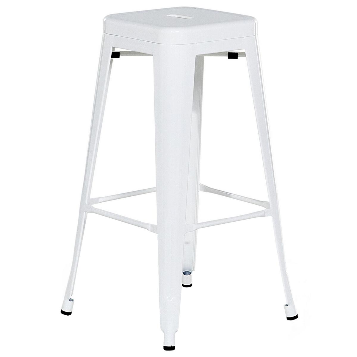 BARHOCKER 2er-Set Metall Weiß Cabrillo - Weiß, Metall (30/76/36cm) - Beliani