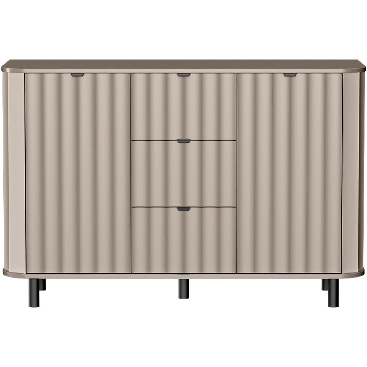 KOMMODE Nevada mit drei Schubladen 138 cm Taupe - Taupe/Schwarz, Holzwerkstoff/Metall (138/91/41cm) - Beautysofa