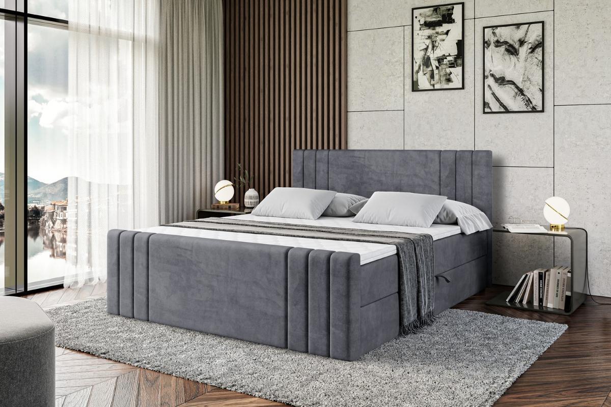 BOXBETT CELESTIA-Z - 140x200 cm - H4 - Dunkelgrau - Dunkelgrau, Holzwerkstoff (140/200cm) - ALTDECOR