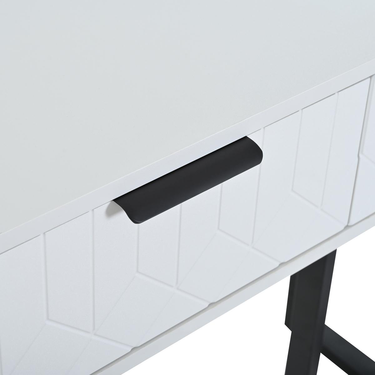 KONSOLENTISCH mdf in weiß & schwarz mit metallgestell, 3 schubladen & verstellbare fußpolster - Weiß, Holzwerkstoff (36/120/80cm) - Urban Meuble
