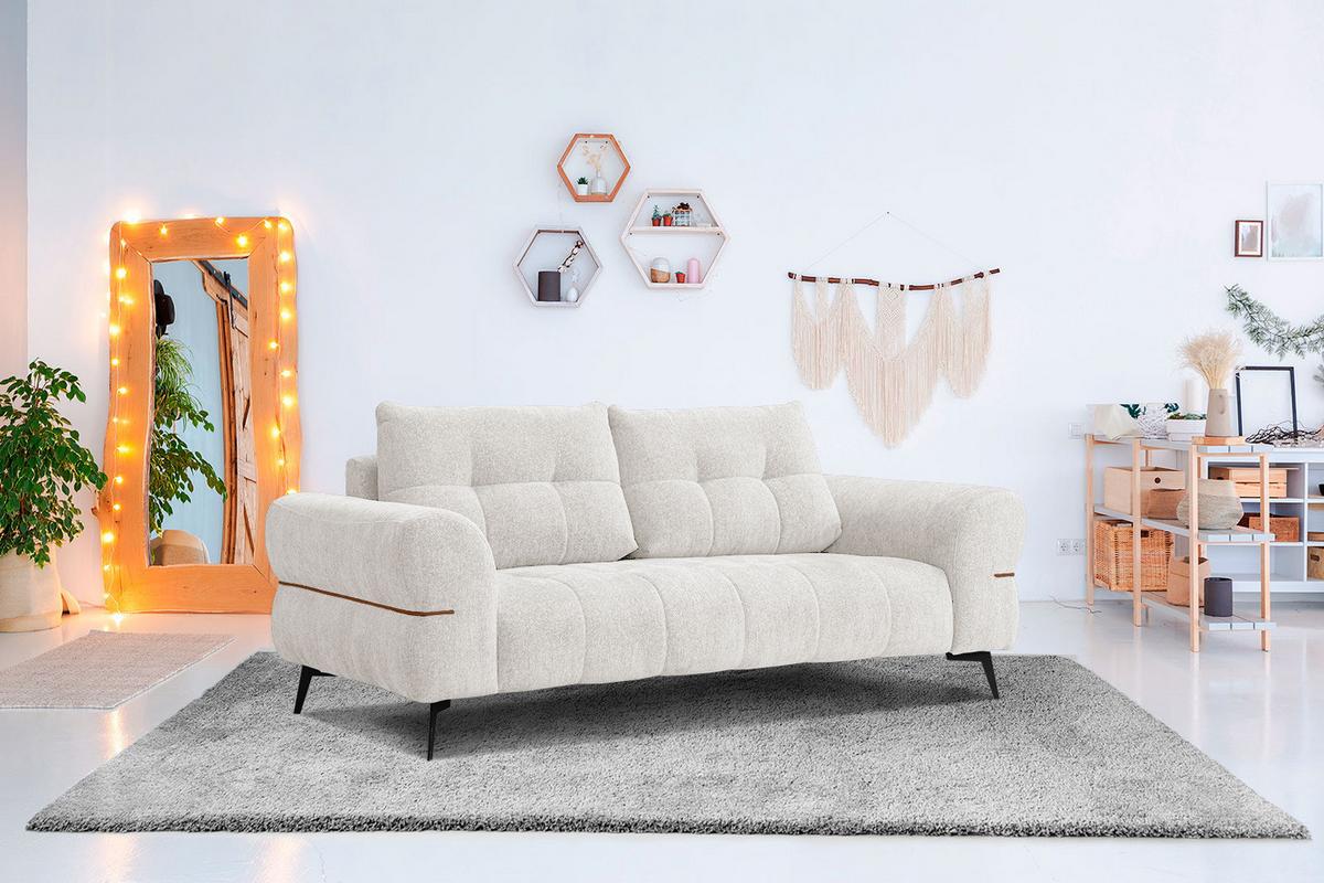 SOFA SALVINI 3-Sitzer, weiß - Schwarz/Weiß, Holzwerkstoff/Textil (176/88/99cm) - Wozimo