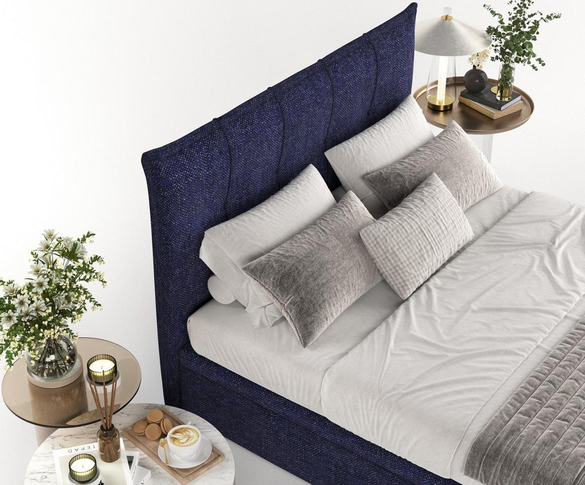 POLSTERBETT Liano mit Stauraum 180/200 cm Marineblau im Alta Stoff - Schwarz/Dunkelblau, Holz/Holzwerkstoff (180/200cm) - AltaBeds