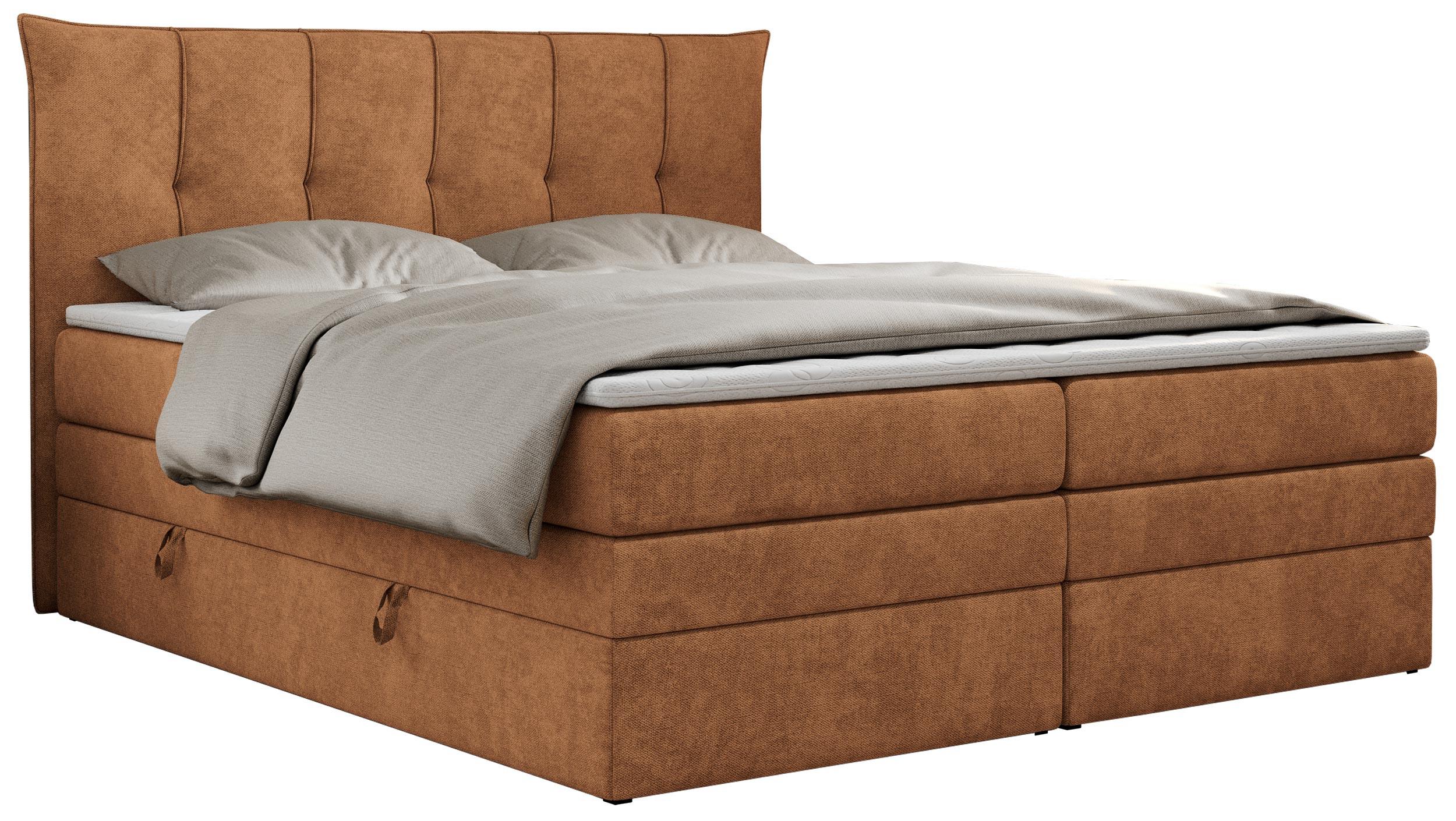 BOXSPRINGBETT PREMIUM 10 KING 200/200 Orange Struktur - H3 - Orange, Holz/Textil (200/200cm) - MKS