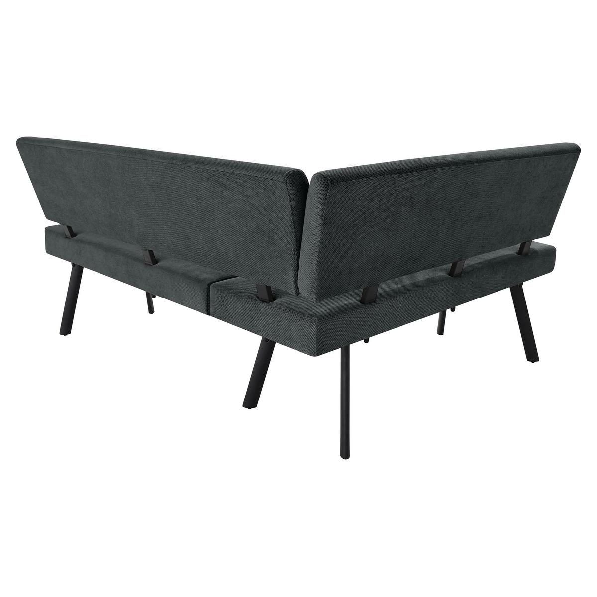 ECKBANK Zerra 192x153 cm, mit Metallbeinen, Curio-Stoff, Anthrazit - Anthrazit/Schwarz, Metall (192/153cm) - Beautysofa