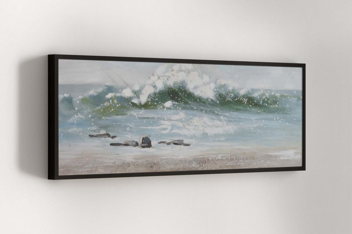 ACRYLBILD HANDGEMALT 150/50 cm - Blau/Weiß, Holz/Textil (150/50cm) - KUNSTLOFT