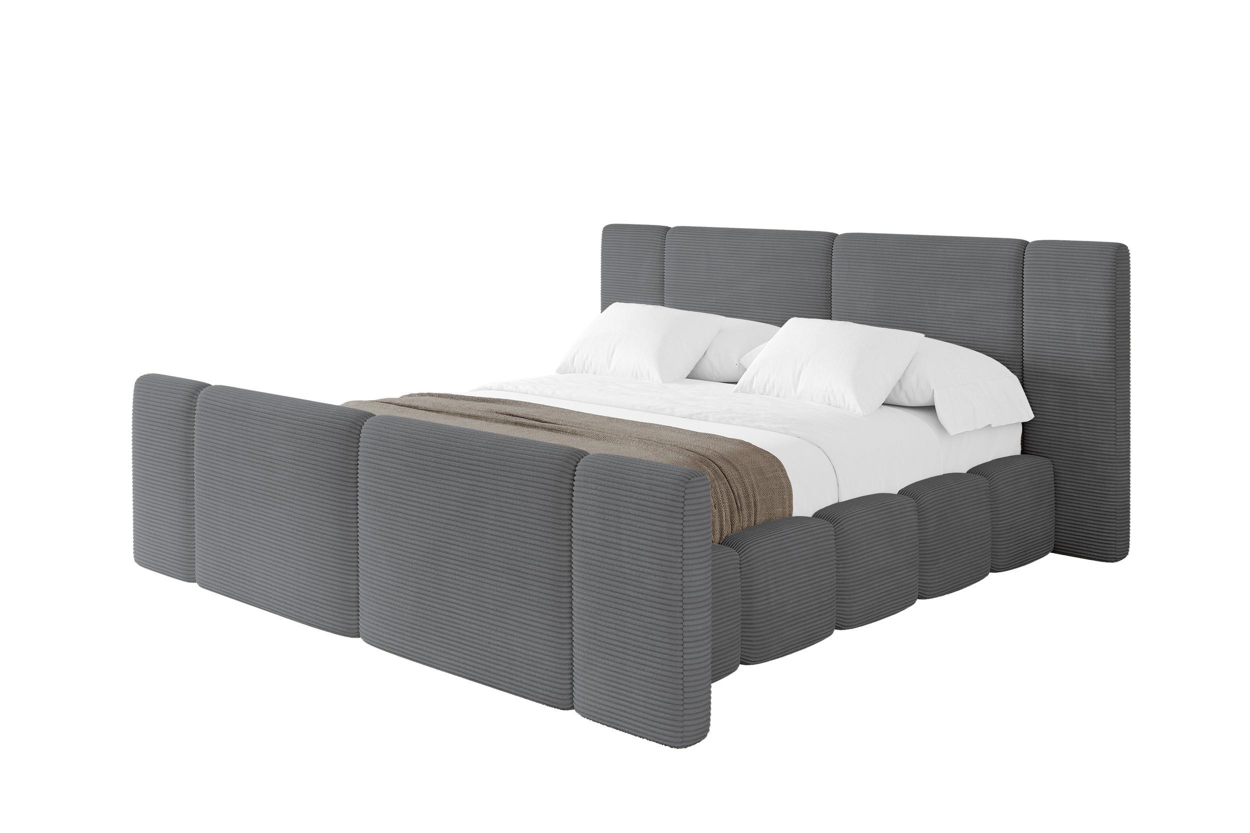 POLSTERBETT mit Bettkasten, Fußteil und Lattenrost, Boxbett ohne Matratze - NILO-Z 160x200 Dunkelgrau - Graphitfarben, Holzwerkstoff/Textil (160/200cm) - ALTDECOR