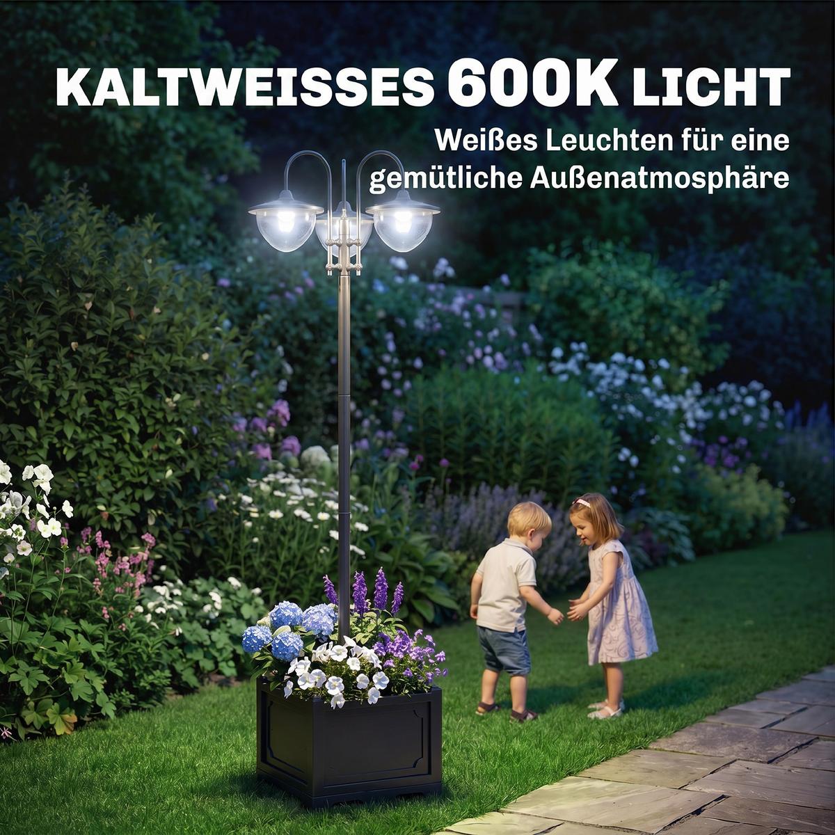 GARTENLATERNE, Schwarz, PP, ABS, Edelstahl, Aluminiumlegierung - Schwarz, Metall (60/55/189cm) - Outsunny