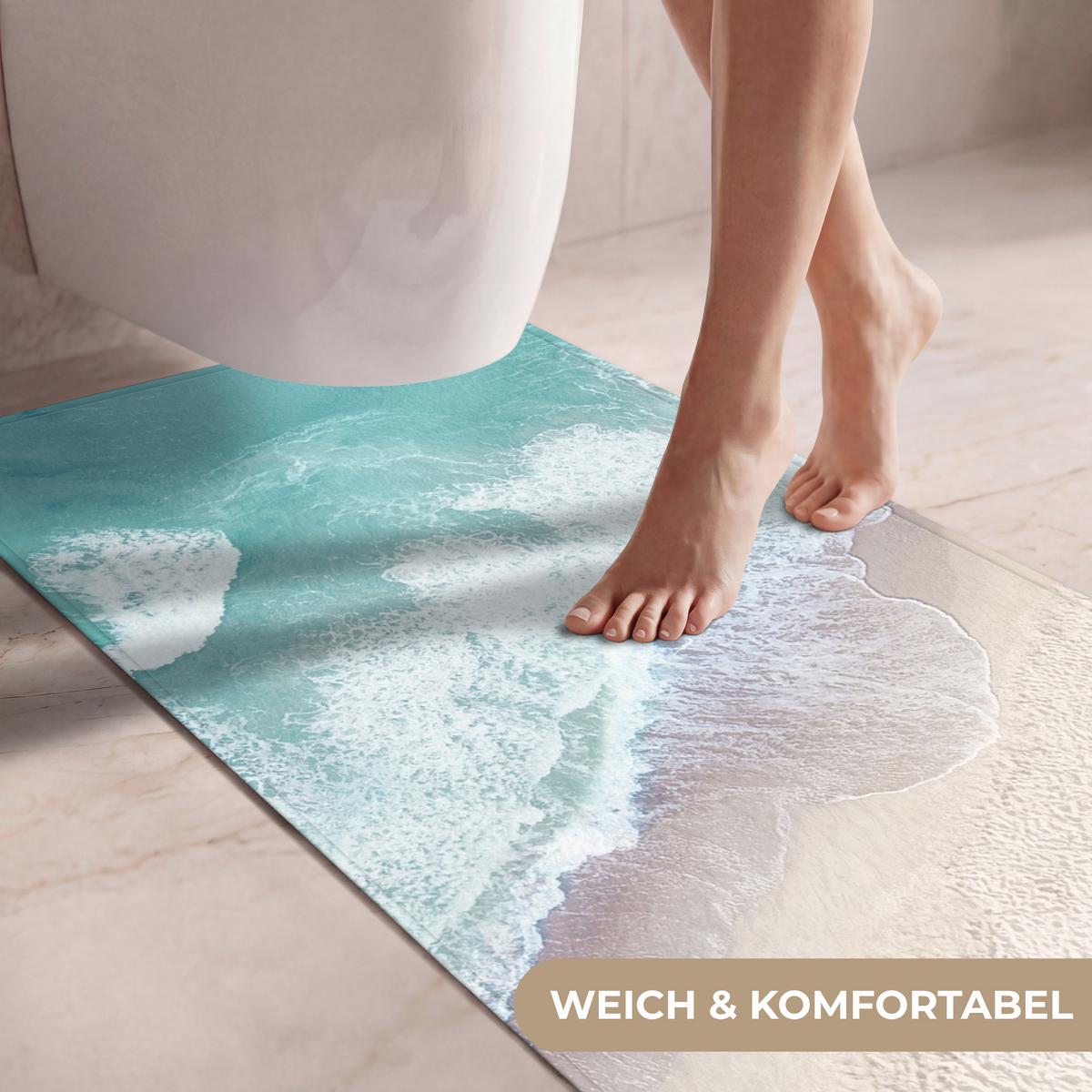 WC-VORLEGER Strand - Meer - Natur - Sommer Toilettenvorleger 60x120 cm - Türkis, Textil (60/1cm) - OnlyWow