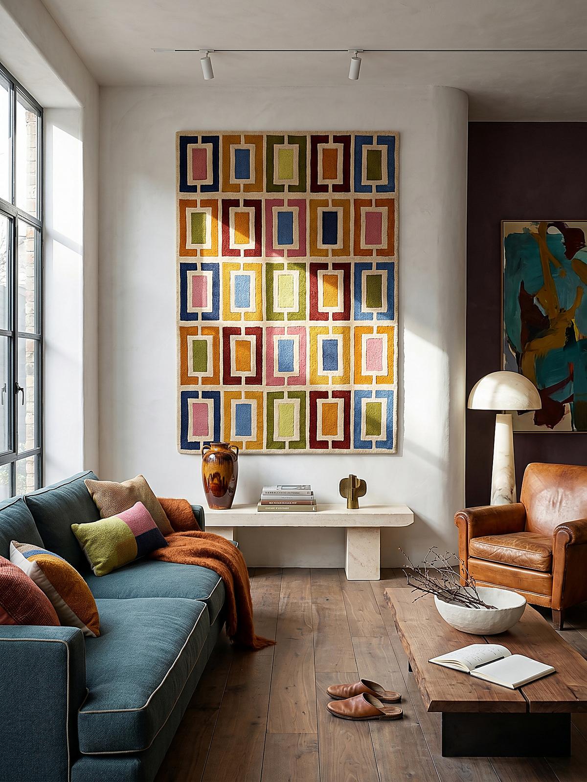 WOLLTEPPICH DERWENT, geometrisch, Orange-Bunt, 160 x 230 cm - Multicolor, Textil (230/160cm) - KADIMA DESIGN