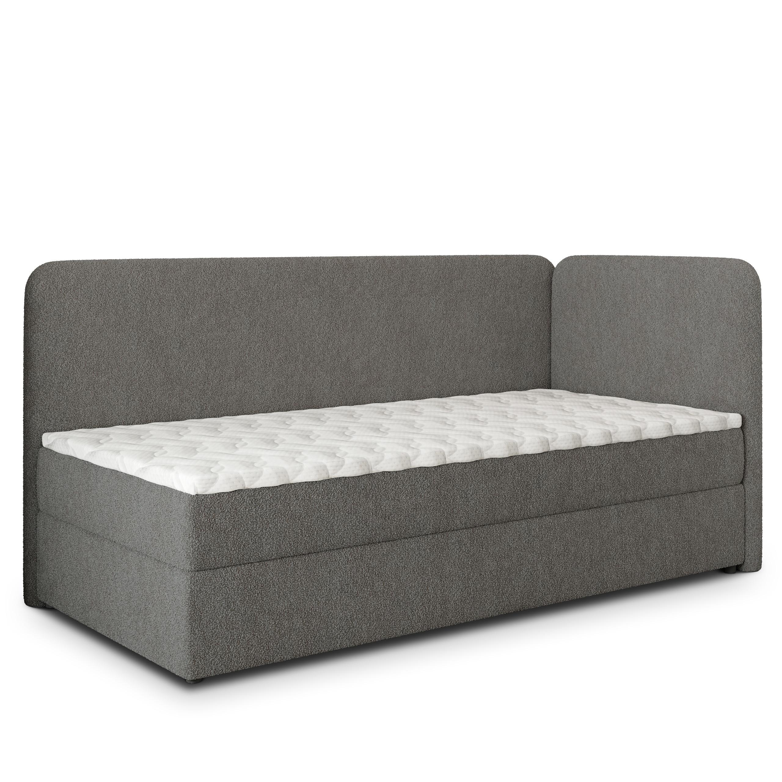 BOXBETT GINA 100x200 cm mit Matratze und Topper, H2+H3 - Grau - Grau, Holz (100/200cm) - MASSENO