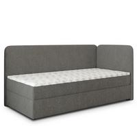 BOXBETT GINA 100x200 cm mit Matratze und Topper, H2+H3 - Grau - Grau, Holz (100/200cm) - MASSENO