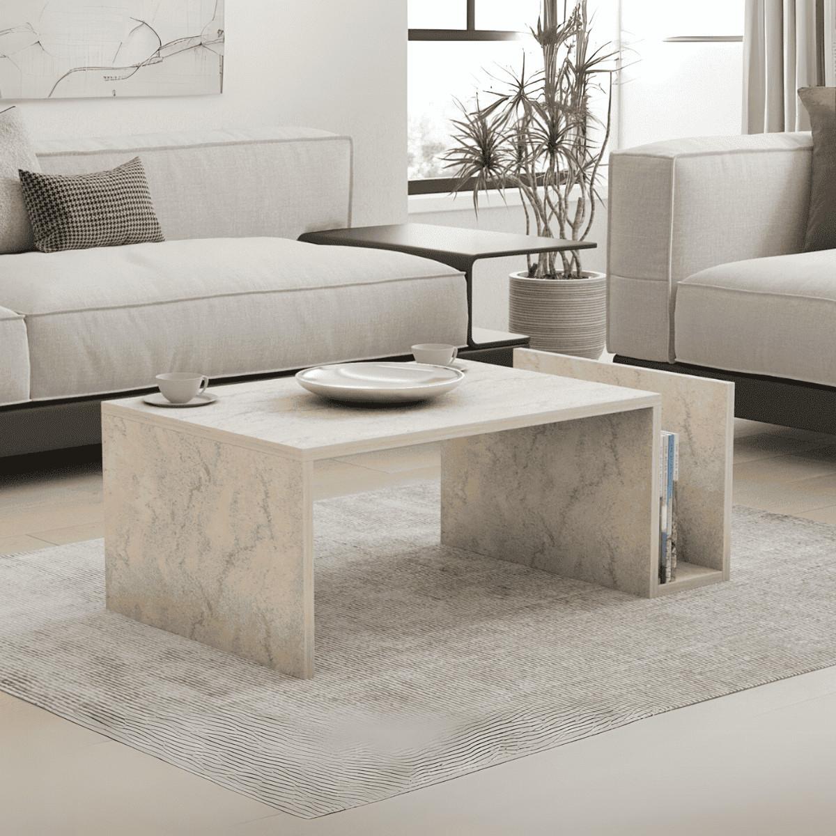 COUCHTISCH - memo 86,8/50/32,4 cm - Beige, Holzwerkstoff (76/76/5cm) - Calicosy