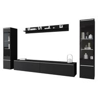 WOHNWAND Vera II mit weißer LED Beleuchtung - Graphitfarben, Holzwerkstoff (30/130/33cm) - MIRJAN24