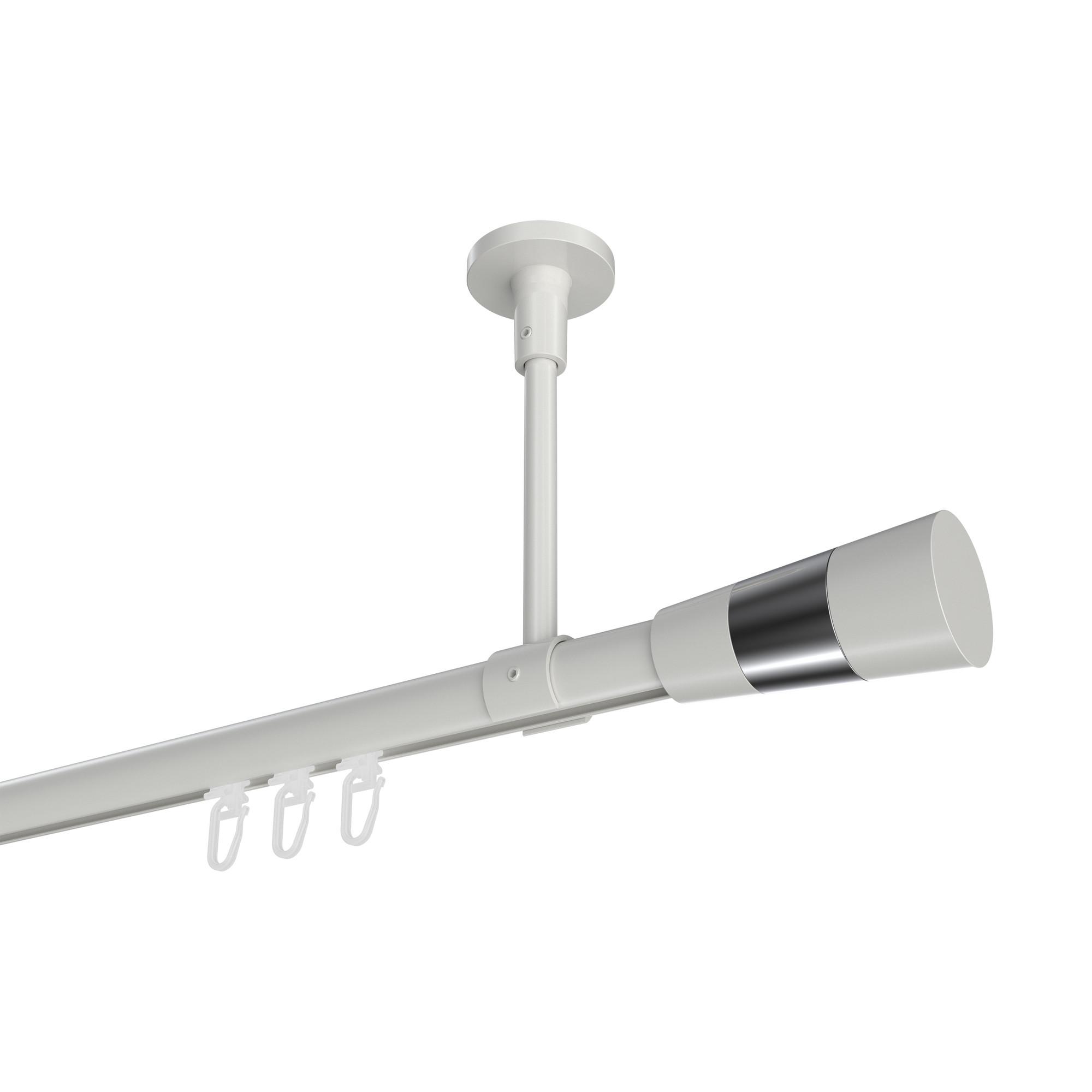 GARDINENSTANGE INNENLAUF Sonette Tanara 520 cm (geteilt in 4 x 130 cm), 1-läufig, 20 mm Ø Weiß - Chromfarben/Weiß, Metall (520cm) - INTERDECO