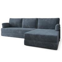 ECKSOFA ANKO modulares Boneless Sofa mit Schlaffunktion Grau Kordstoff - Blaugrau, Textil (270/160cm) - MASSENO