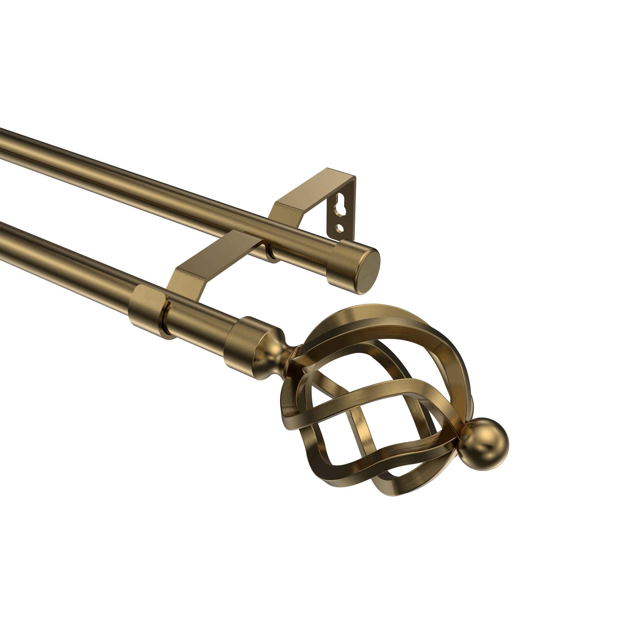 GARDINENSTANGE Olymp Paolo 520 cm (geteilt in 4 x 130 cm), 2-läufig (ohne Ringe), 16 mm Ø Messing Antik - Messingfarben/Bronzefarben, Metall (520cm) - INTERDECO