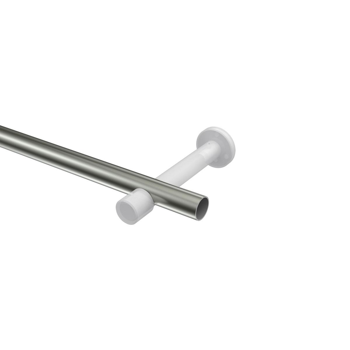 GARDINENSTANGE Prestige Elanto 420 cm (geteilt in 3 x 140 cm), 1-läufig (ohne Ringe), 20 mm Ø Edelstahl-Optik - Edelstahlfarben, Metall (420cm) - INTERDECO