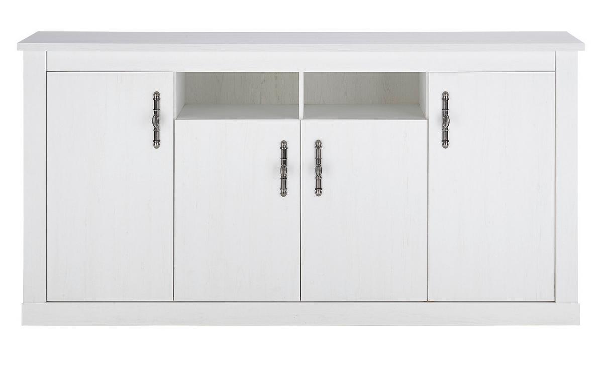 SIDEBOARD weiß Pinie Landhaus, Kommode 201 cm, Soft-Close-Funktion - Weiß, Holzwerkstoff/Kunststoff (200/104/45cm) - Furn.Design