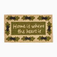 FUSSMATTE Home is where the heart is, Kokosfaser 40/70 cm - Grün, Naturmaterialien (40/70cm) - Homescapes