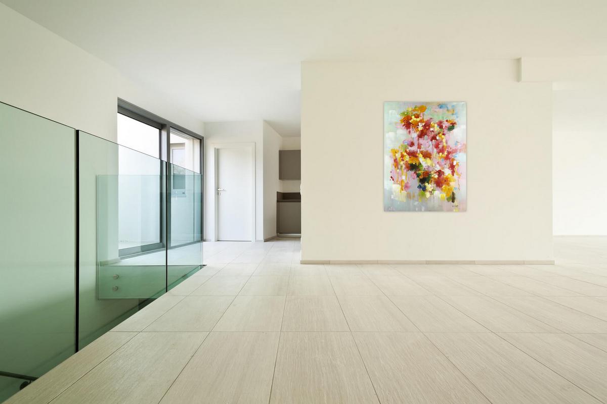 ÖLGEMÄLDE 80/120 cm - Blau/Gelb, Holz/Textil (80/120cm) - KUNSTLOFT