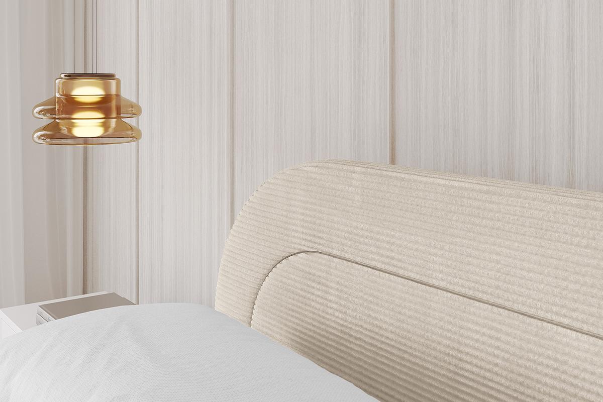 POLSTERBETT mit Bettkasten, Fußteil und Lattenrost, Boxbett ohne Matratze - LERIS-v1-Z 180x200 Beige - Creme, Holzwerkstoff/Textil (180/200cm) - ALTDECOR